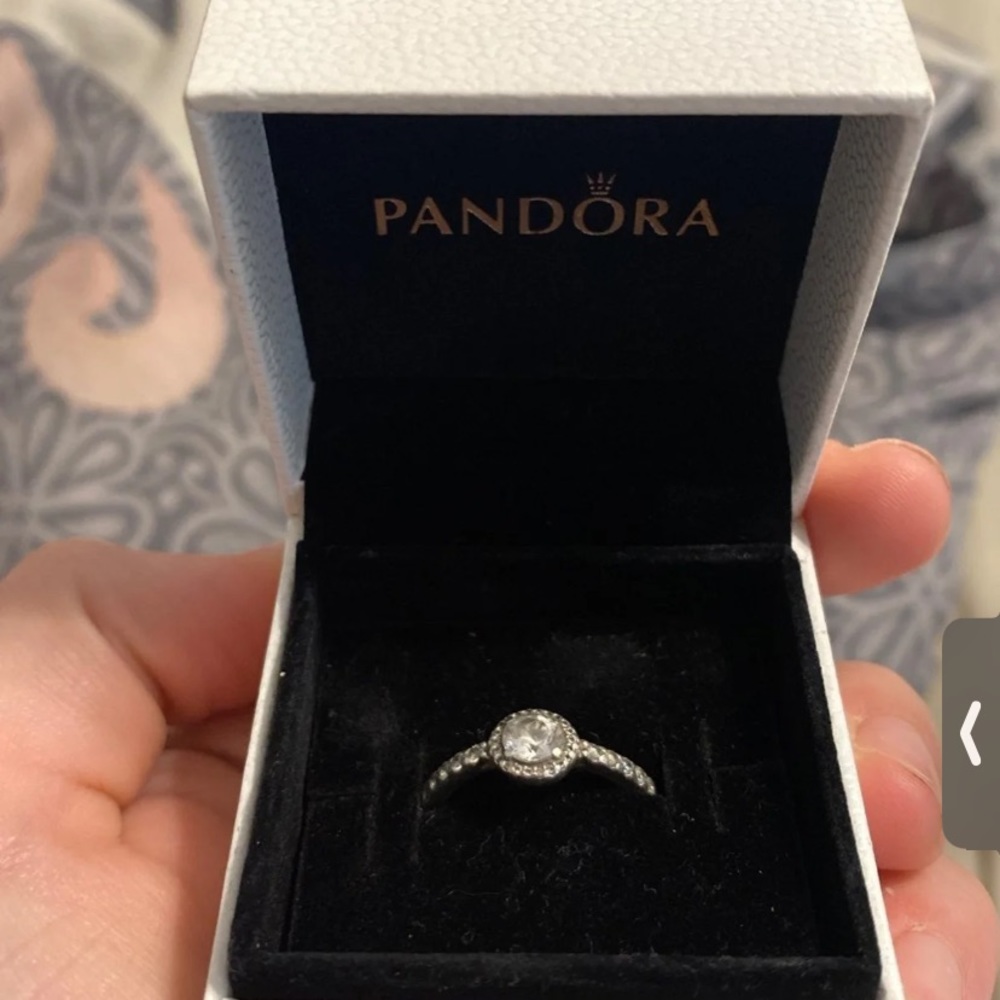 Pandora Silver Cubic Zirconia Halo Ring